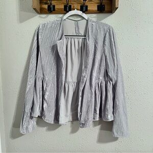 Elegant Light Greenish Gray Peplum Jacket